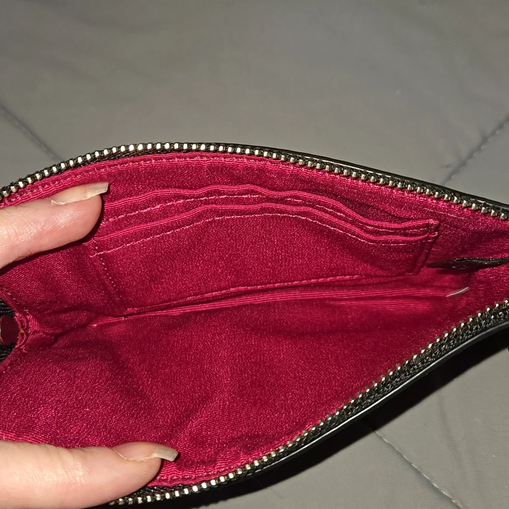 Coach Oselot Corner Zip Wristlet featuring an leopard print red and black. RARE - Picture 6 of 6